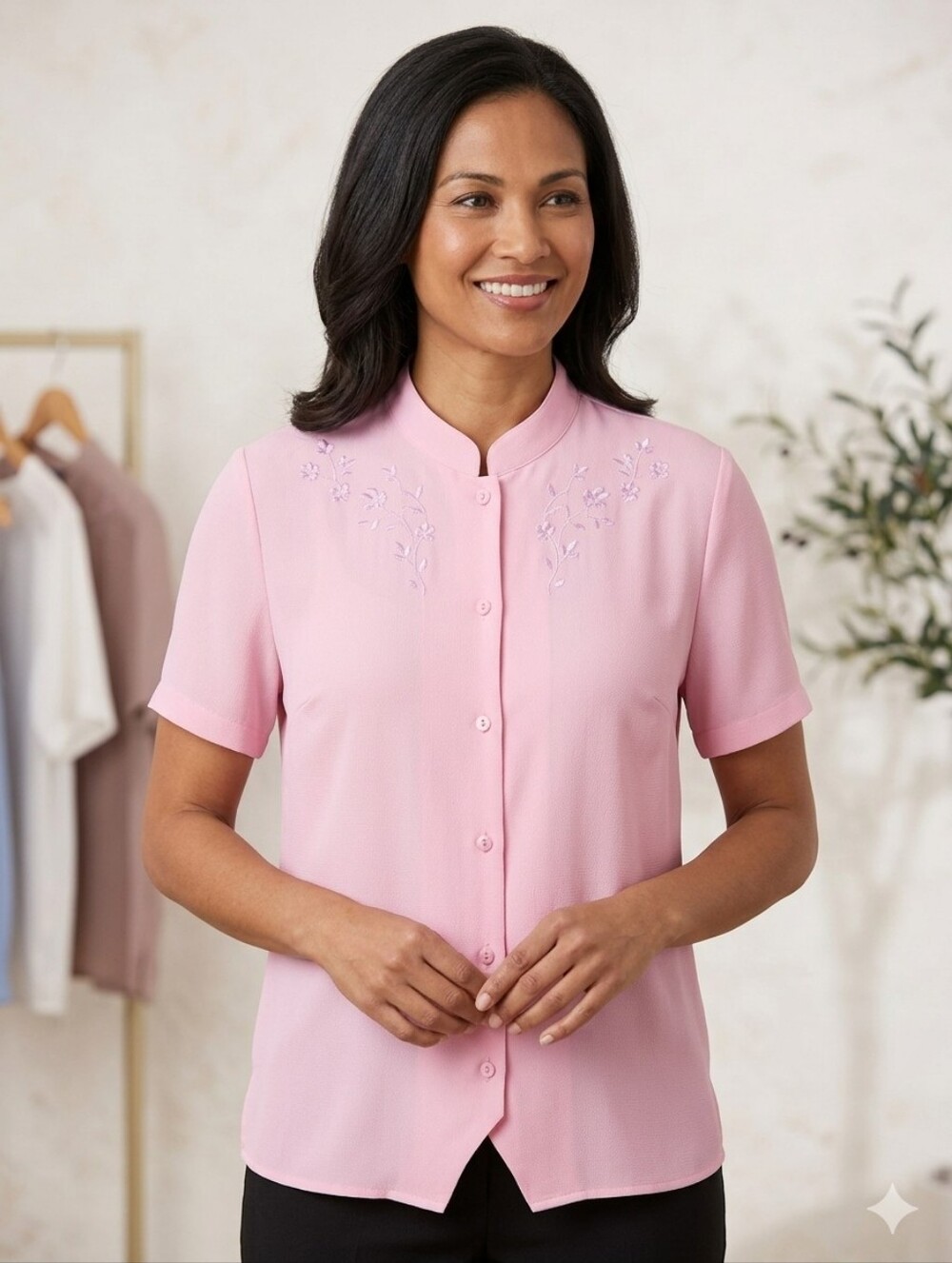KAREN SCOTT PINK Button Down BLOUSE SIZE M